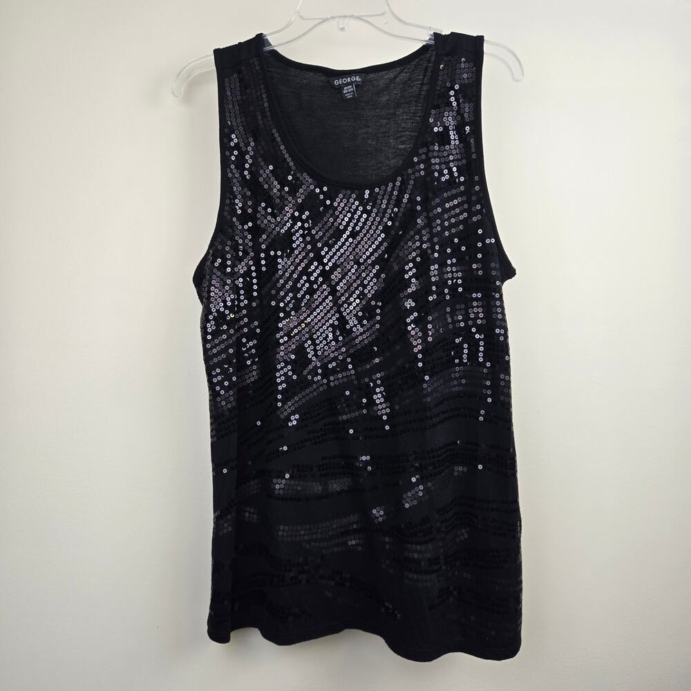 Black Sequin Tank Top Blouse – Sparkle Sleeveless Shell